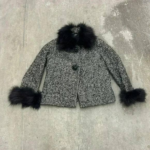 Jackets & Blazers - Vintage real fur trim penny lane academia blazer  jacket